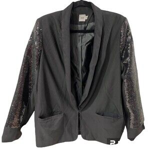 ASOS Jacket Womens Sz 10 Hook Front Black Sequin Blazer Party Cocktails Swifty